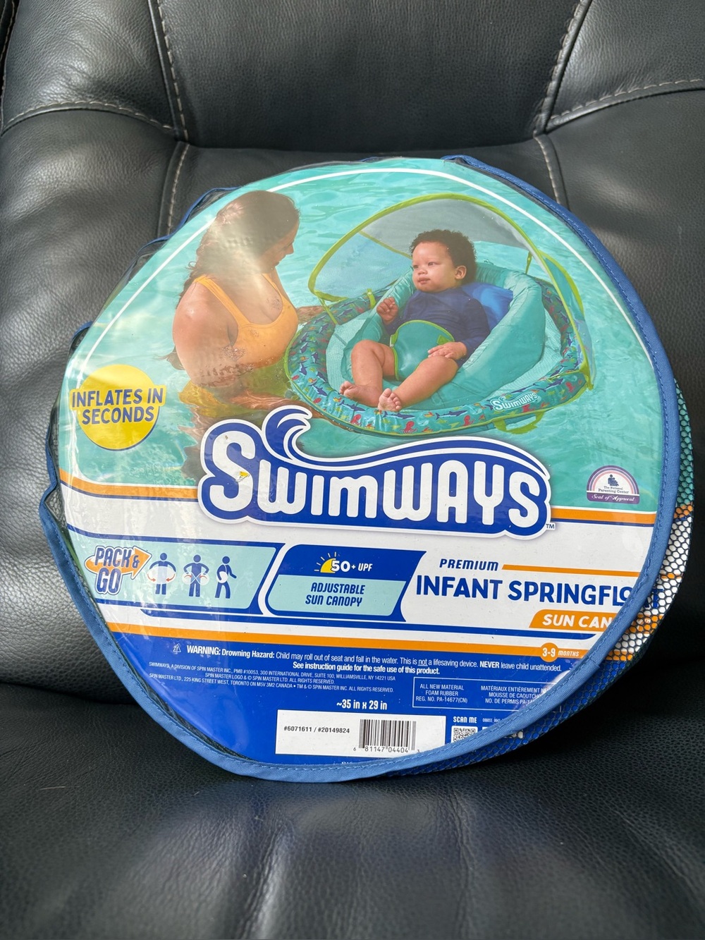 SwimWays Infant Float with Adjustable Sun Canopy - Aqua/Blue
